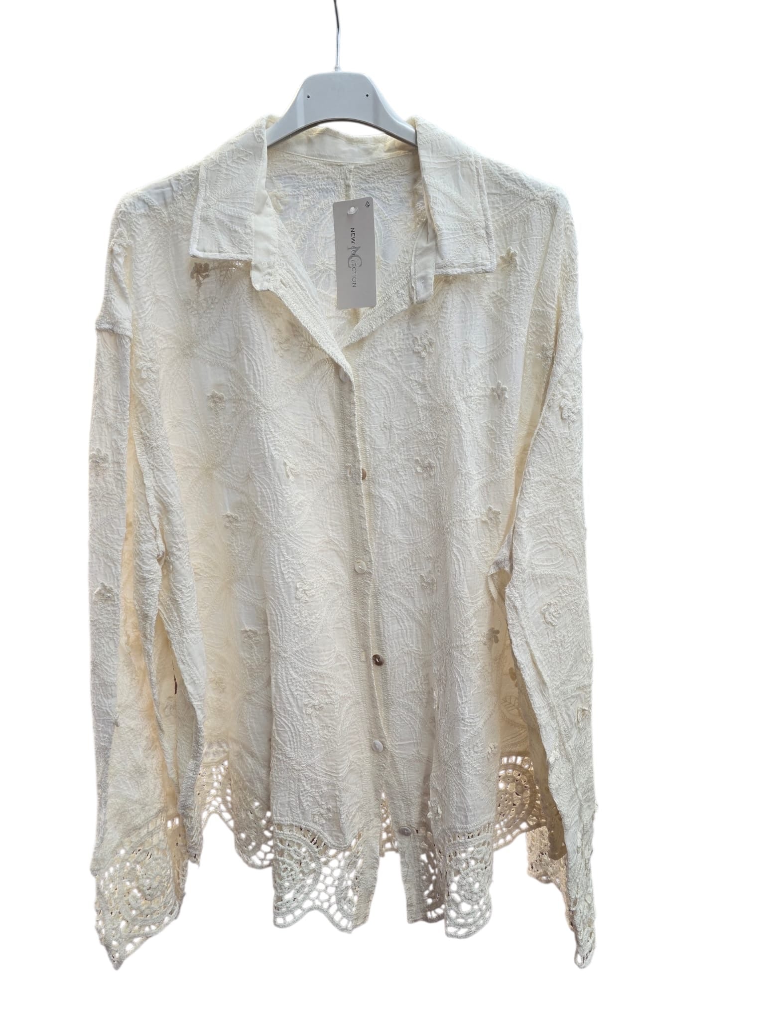 Lucia Crochet Hem Cotton Blouse