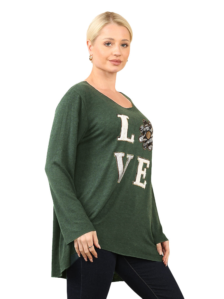 Love Appliqué Knit Top